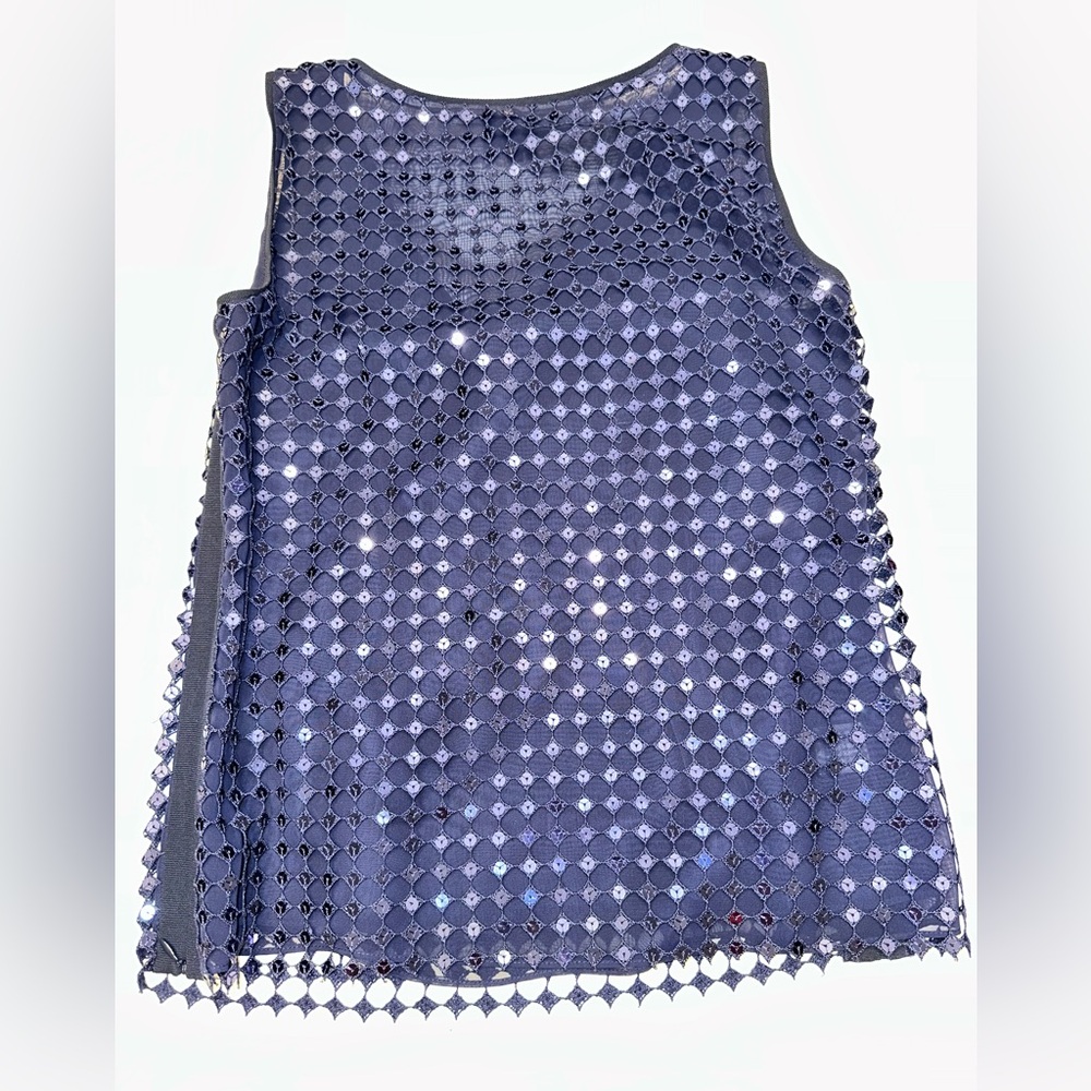 WORTH New York Black and Blue Mesh Sequin Top Size 2 - Picture 3 of 3